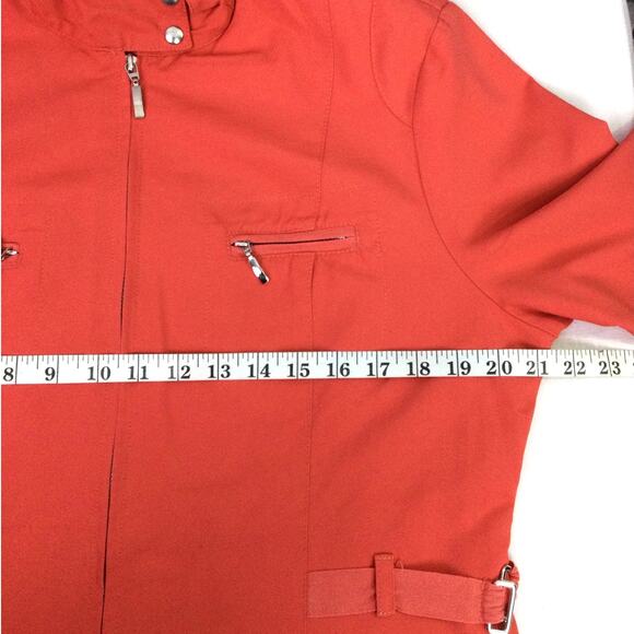 Oltre Women's Mock Neck Flap Pocket Zippered Lightweight Orange Jacket Size 14 - Picture 14 of 15